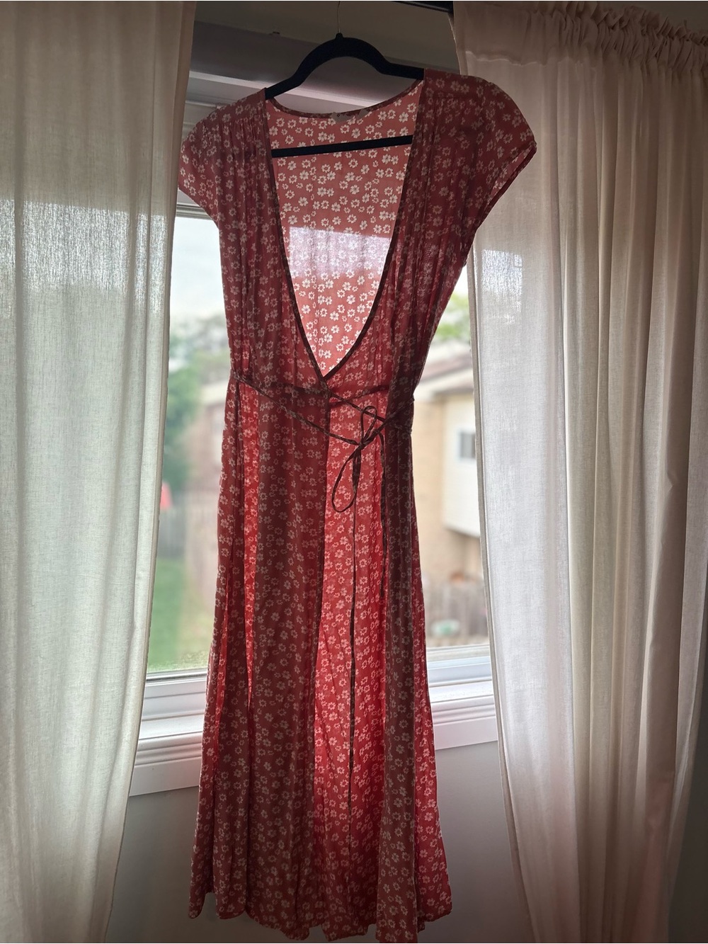 GAP pink Floral Midi Dress with Tie Waist wrap dress medium